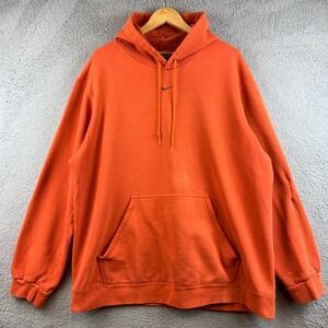 VTG Nike Center Swoosh Hoodie Mens XL Orange Pullover Fleece